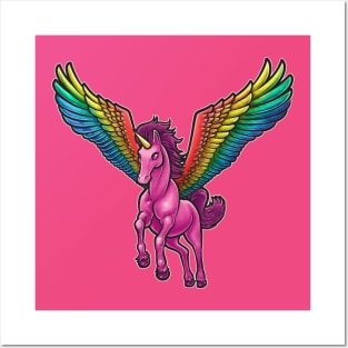 Pink Pegasus Unicorn Posters and Art